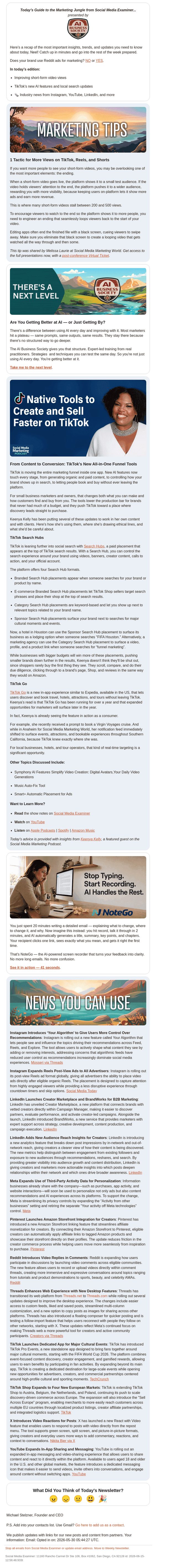 Social Media Examiner email from Tue, Jun 16, 2026