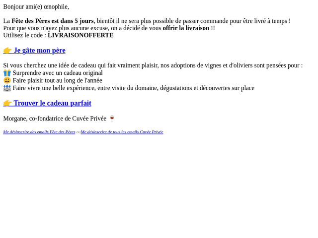 Rien que pour vous : livraison offerte !