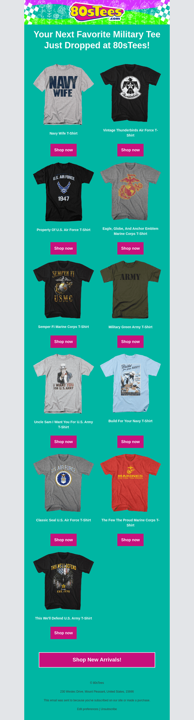 New Military Tees at 80sTees!