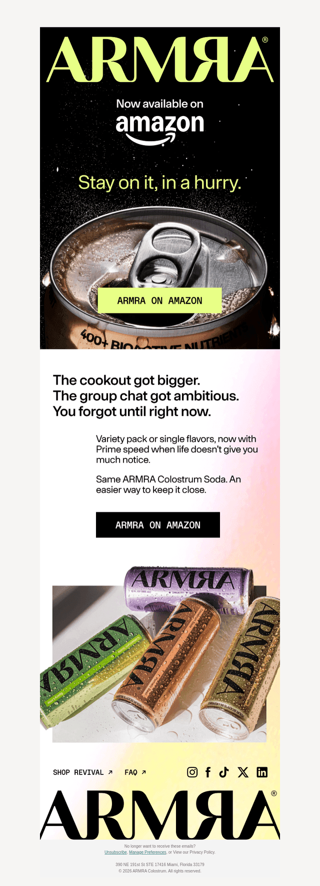ARMRA Colostrum Soda is on Amazon.