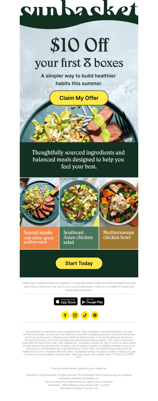 Sun Basket email from Thu, Jun 18, 2026