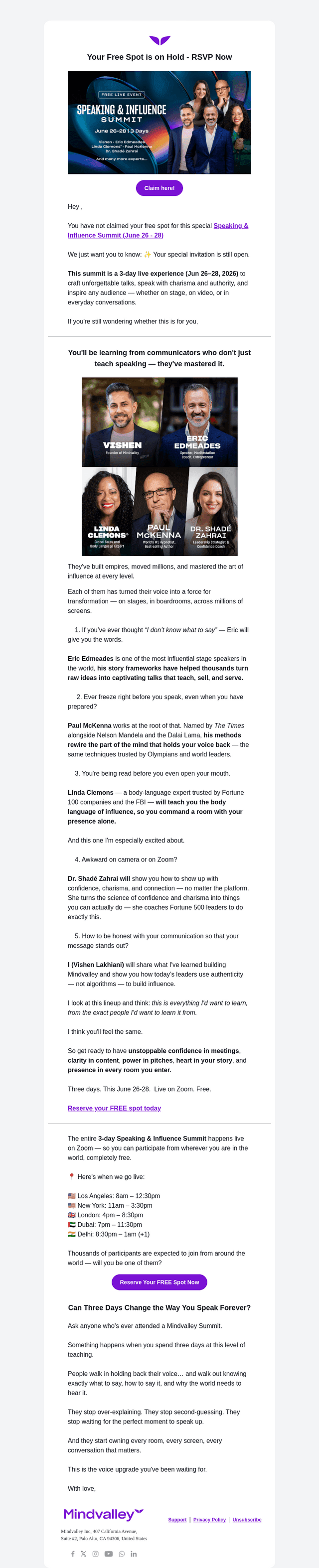 Mindvalley email from Thu, Jun 18, 2026