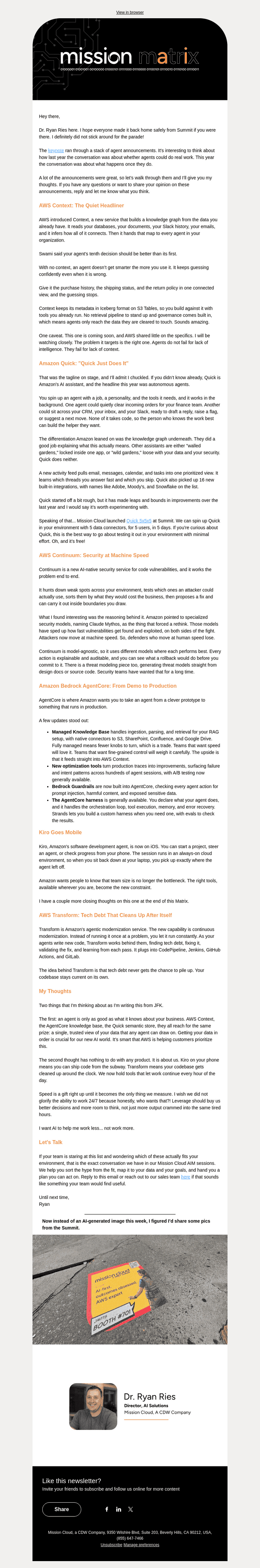 Mission Cloud Services email from Thu, Jun 18, 2026