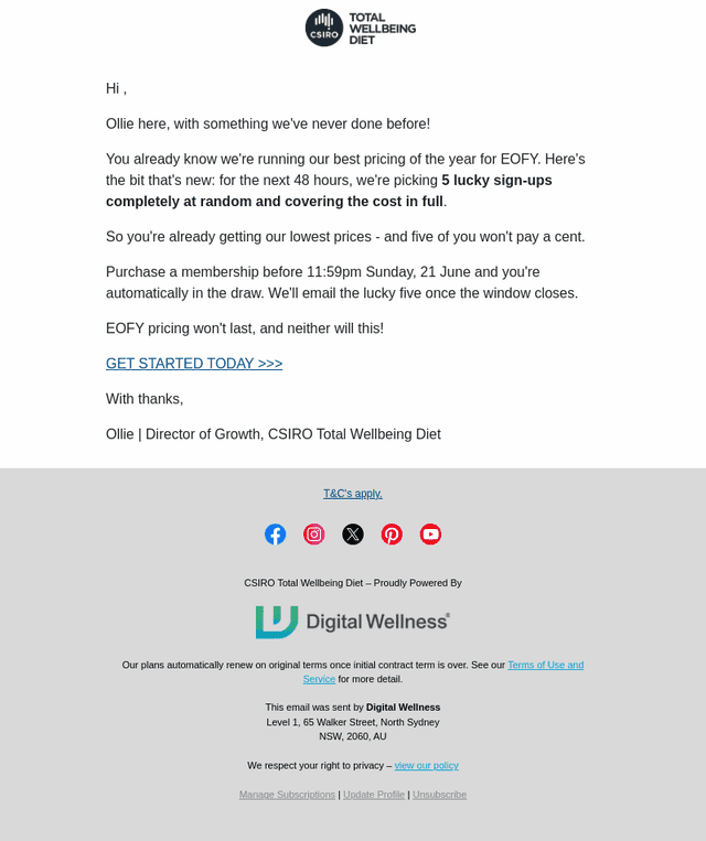 Total Wellbeing Diet email from Fri, Jun 19, 2026
