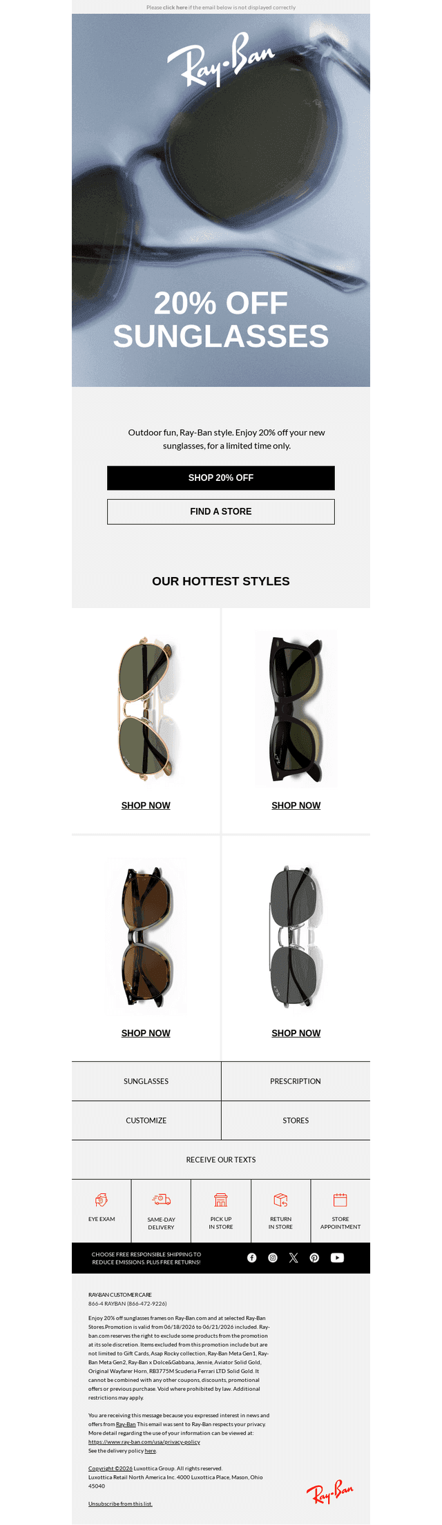 Still On: 20% off Sunglasses