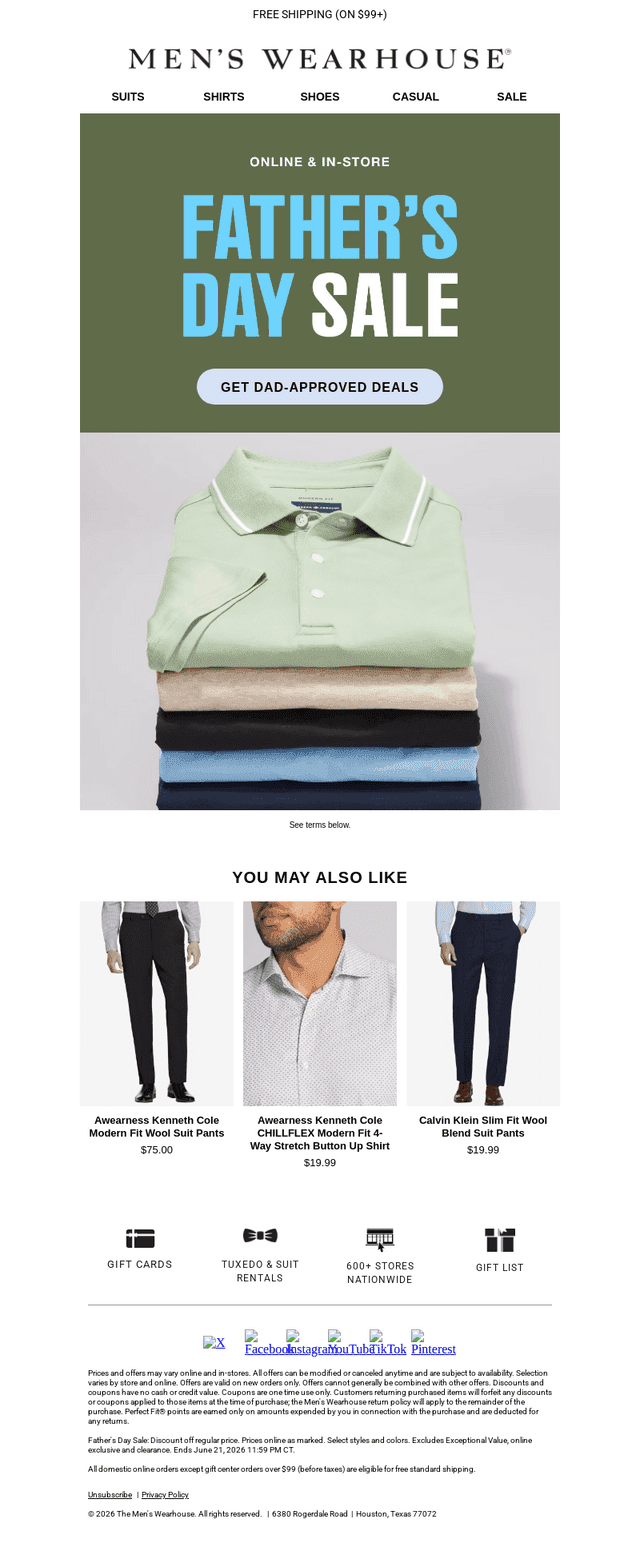 Men's Wearhouse email from Fri, Jun 19, 2026