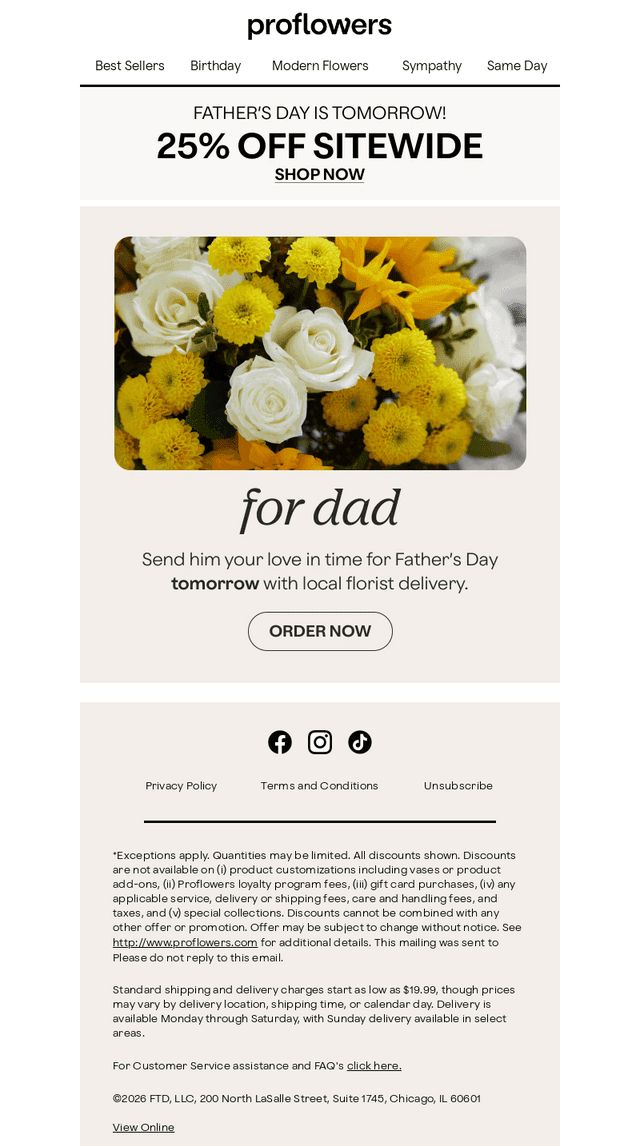 ProFlowers email from Sat, Jun 20, 2026