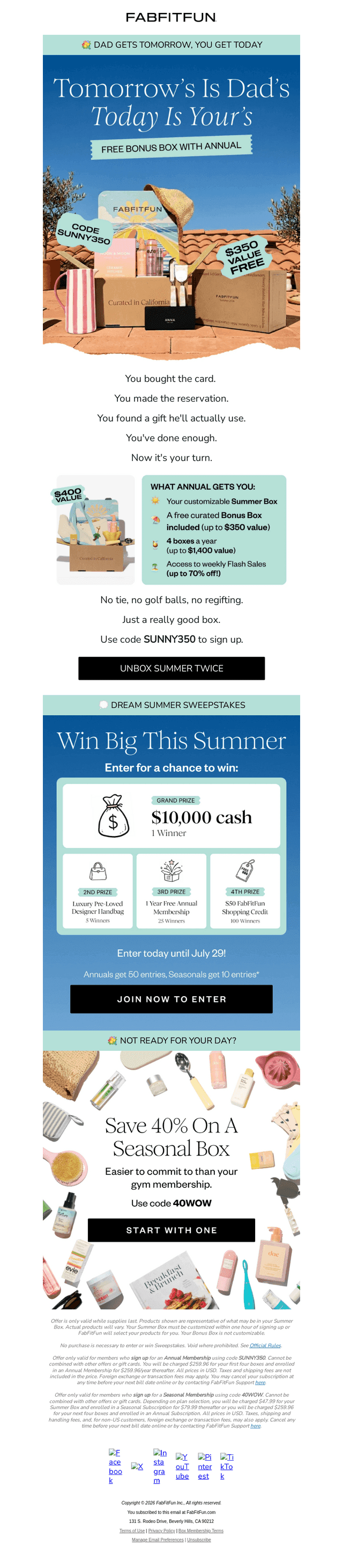 FabFitFun email from Sat, Jun 20, 2026