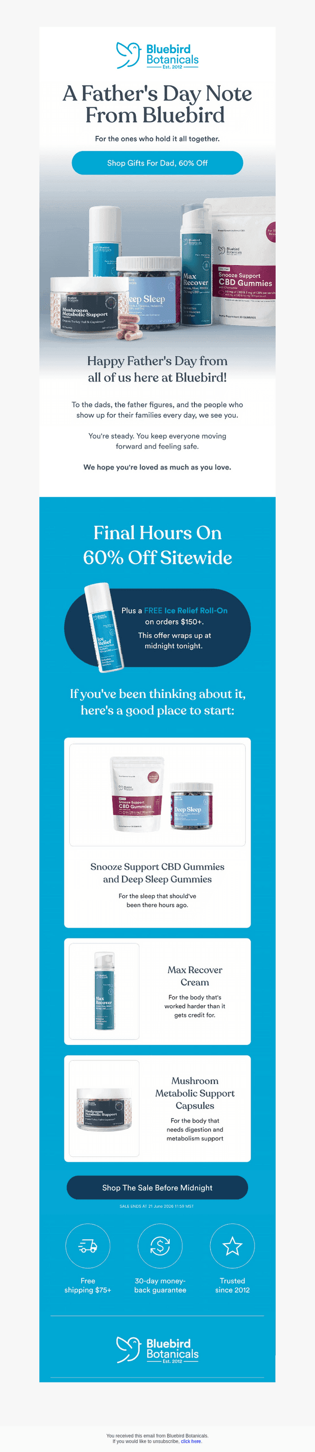Bluebird Botanicals email from Sun, Jun 21, 2026