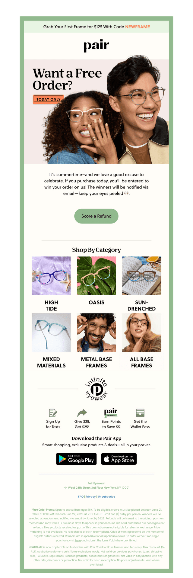 Pair Eyewear email from Sun, Jun 21, 2026