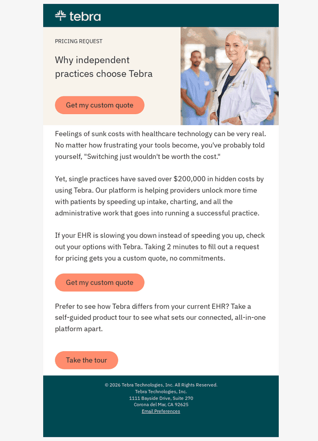 See what you could save: Request a custom quote from Tebra