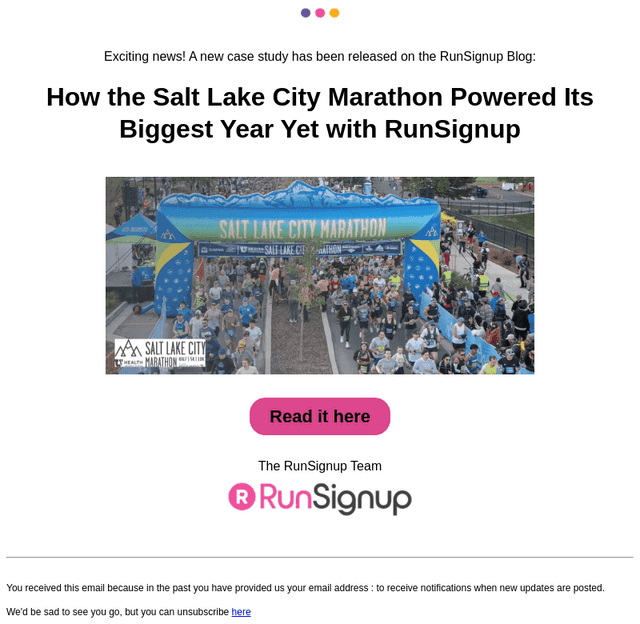 RunSignUp email from Tue, Jun 23, 2026