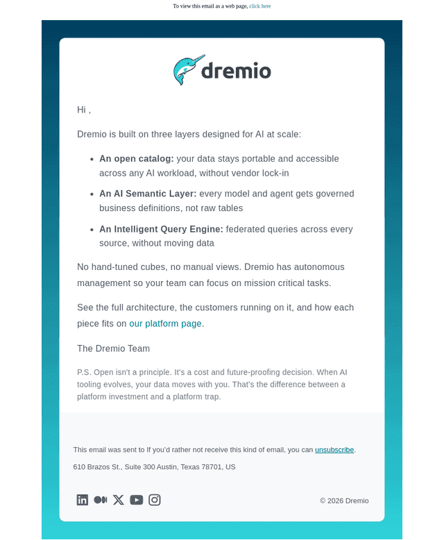 Dremio email from Tue, Jun 23, 2026