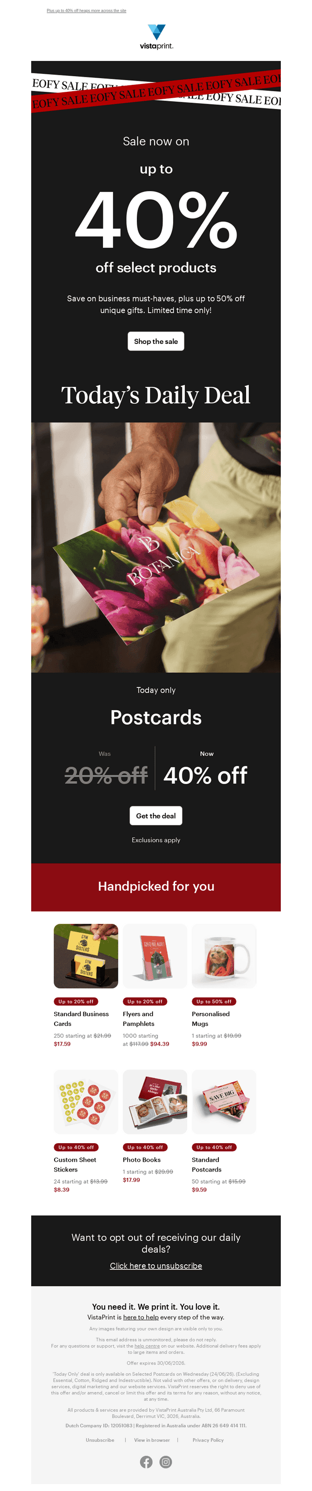 VistaPrint email from Wed, Jun 24, 2026