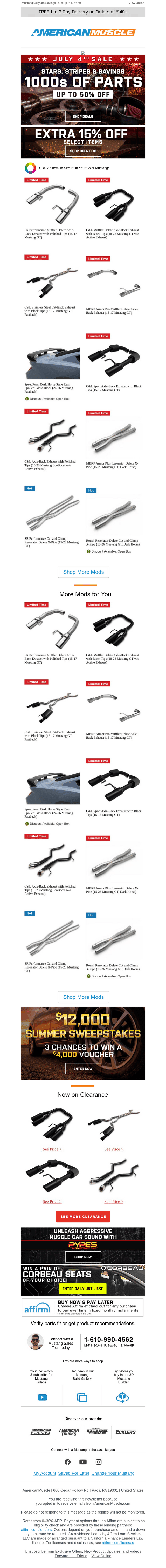 AmericanMuscle.com email from Wed, Jun 24, 2026