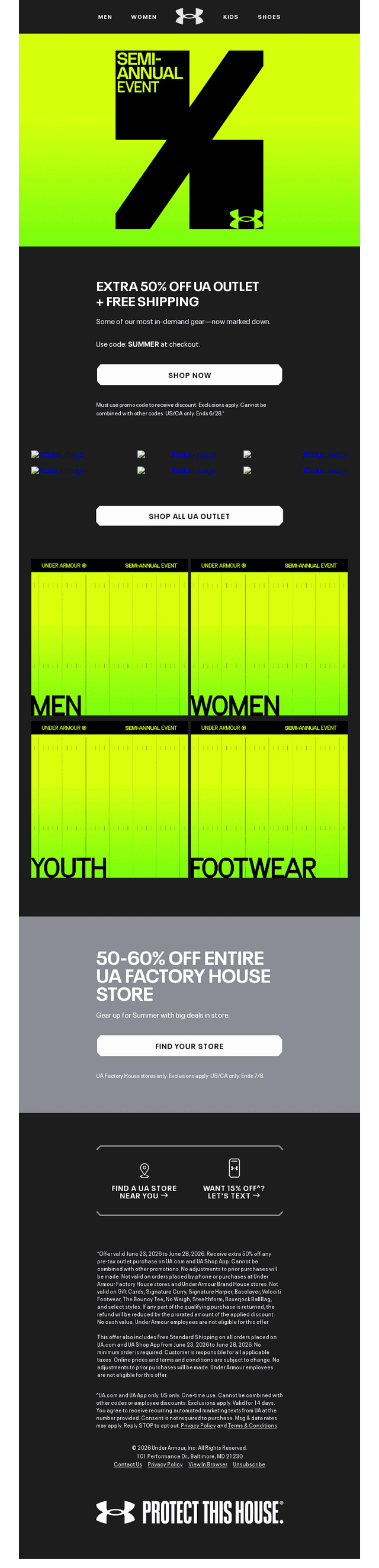 STARTS NOW: Extra 50% off UA Outlet
