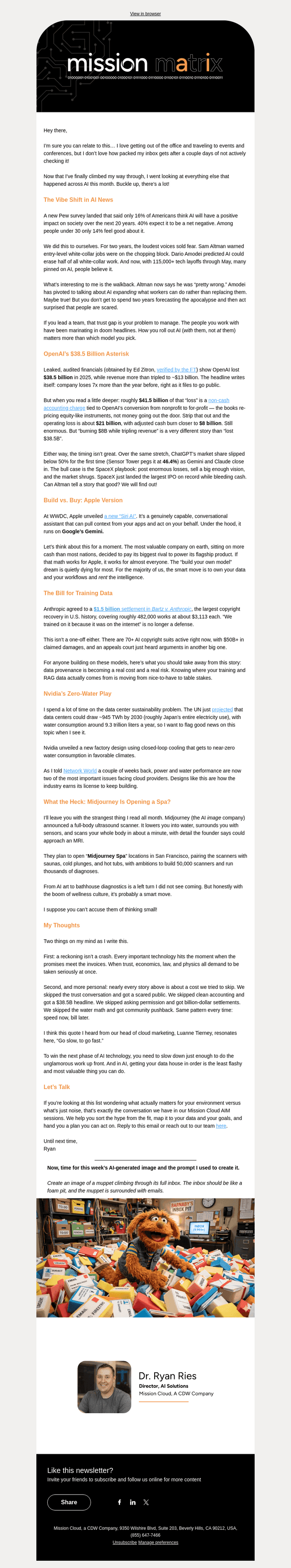 Mission Cloud Services email from Wed, Jun 24, 2026