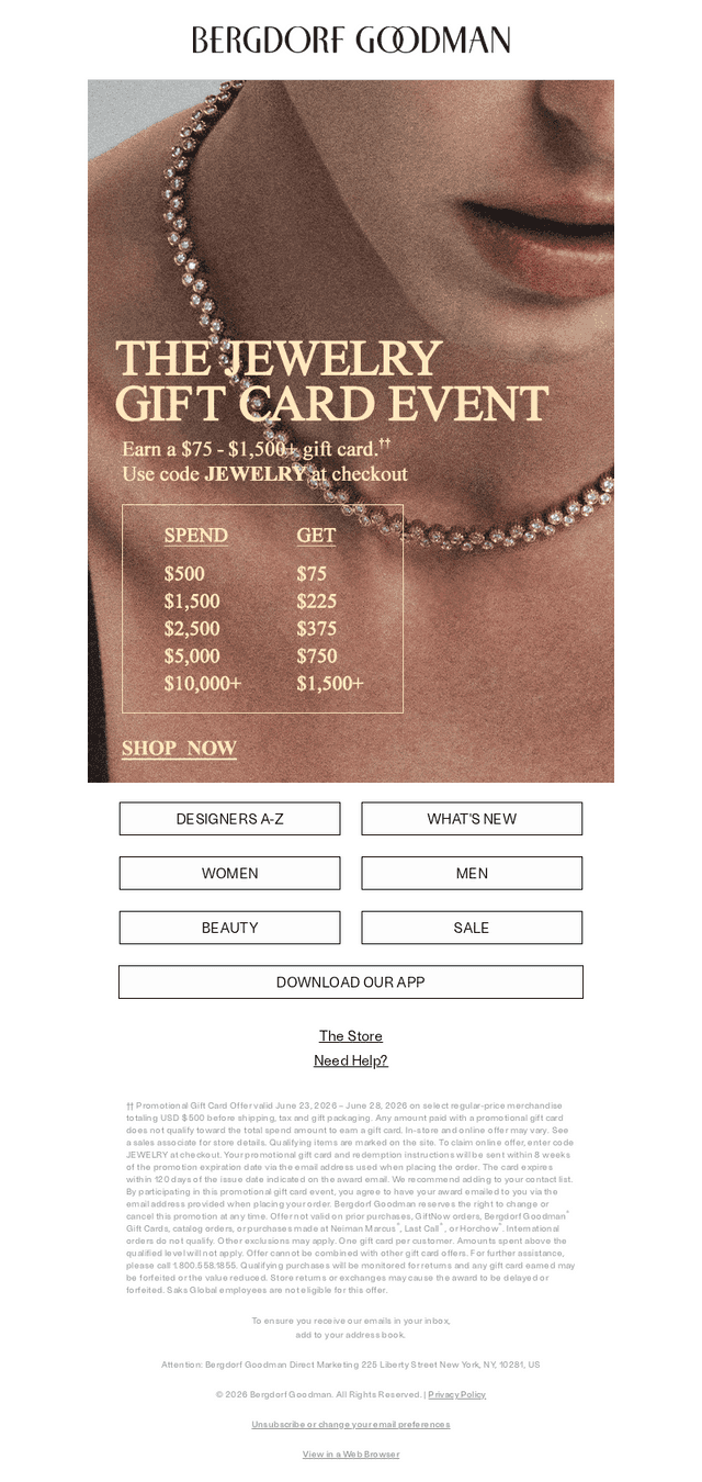 Bergdorf Goodman email from Wed, Jun 24, 2026