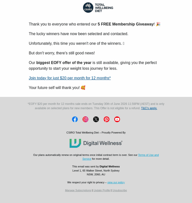 Total Wellbeing Diet email from Thu, Jun 25, 2026