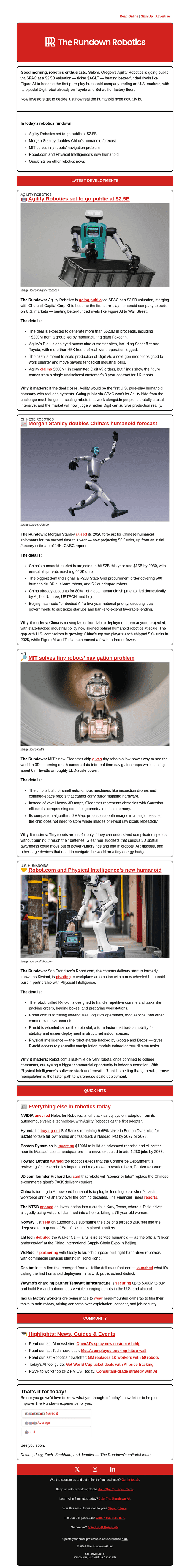 🤖 Agility Robotics going public at $2.5B