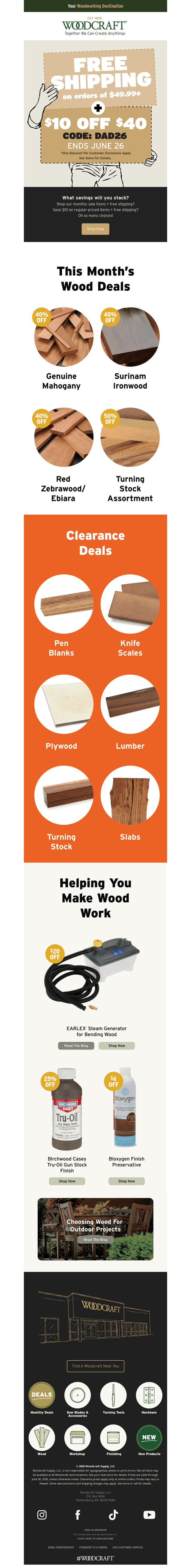 Woodcraft email from Thu, Jun 25, 2026