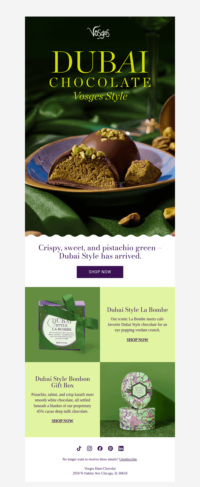 Dubai Chocolate, Vosges Style