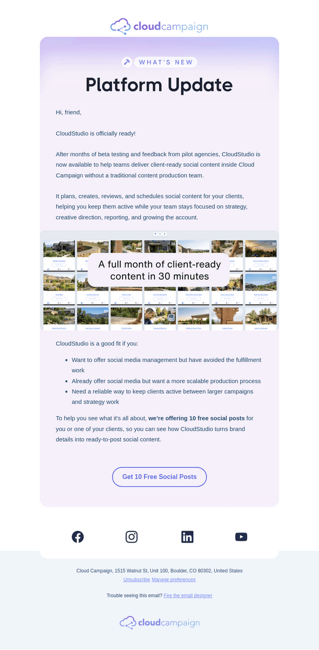 Cloud Campaign email from Thu, Jun 25, 2026