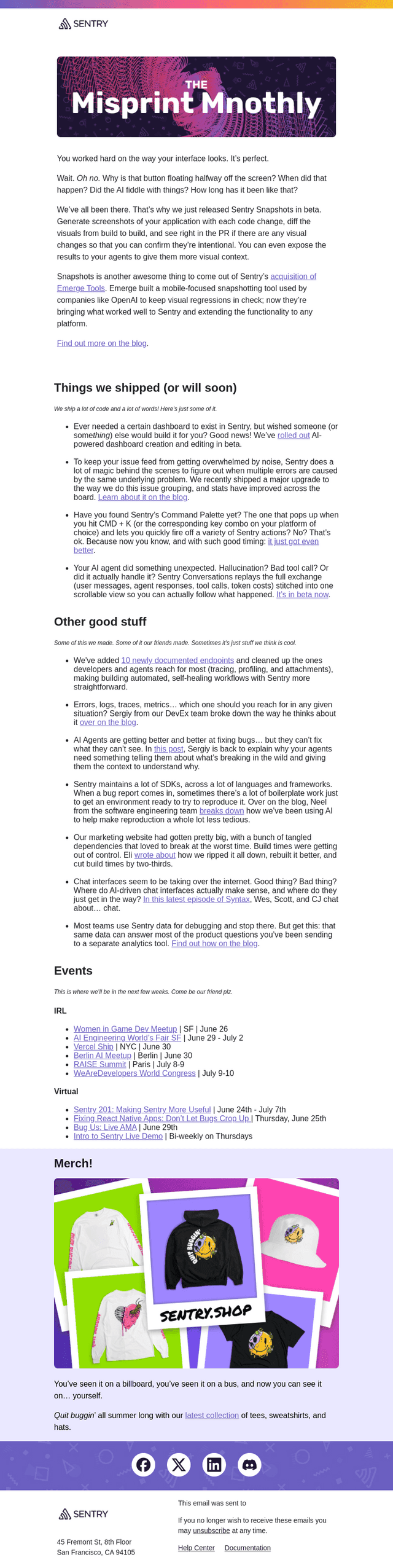 Sentry email from Thu, Jun 25, 2026