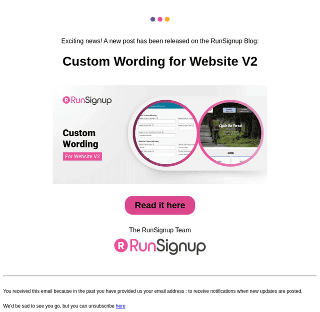RunSignUp email from Thu, Jun 25, 2026