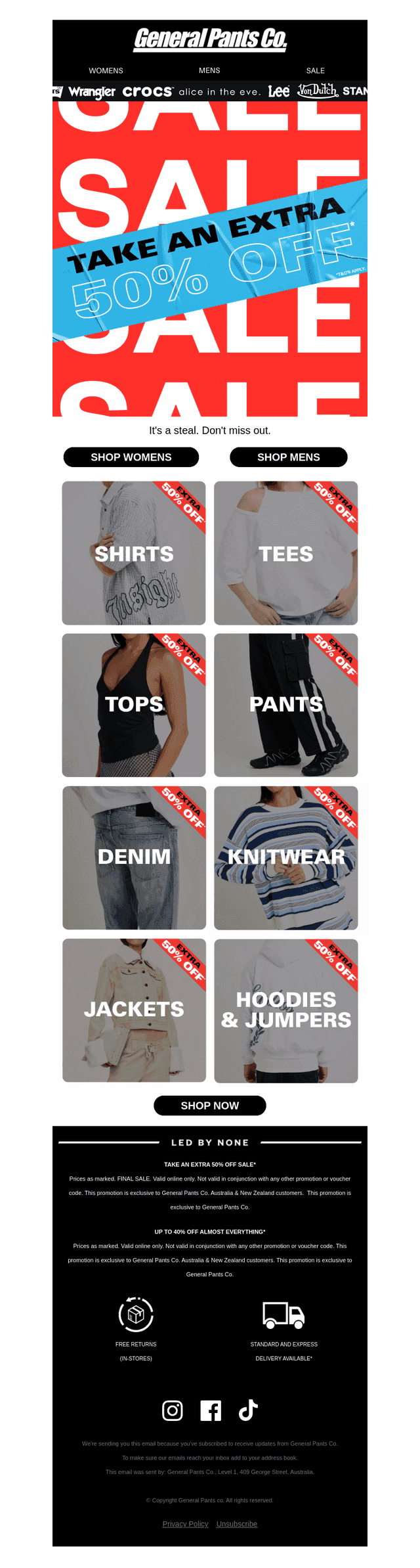 FINAL DAYS: EXTRA 50% OFF SALE*