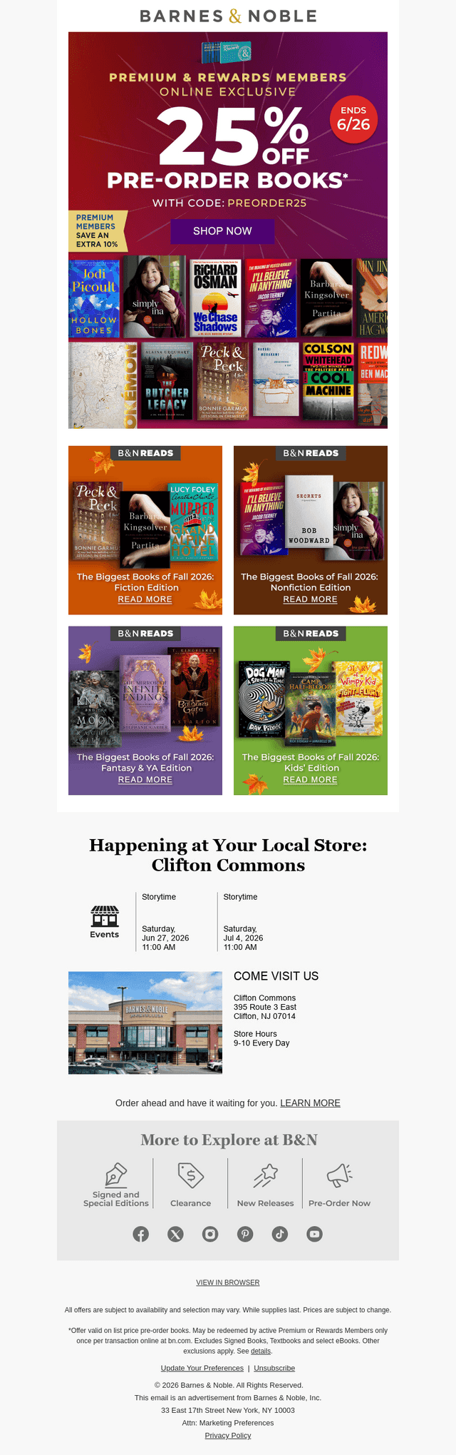 Barnes & Noble email from Fri, Jun 26, 2026