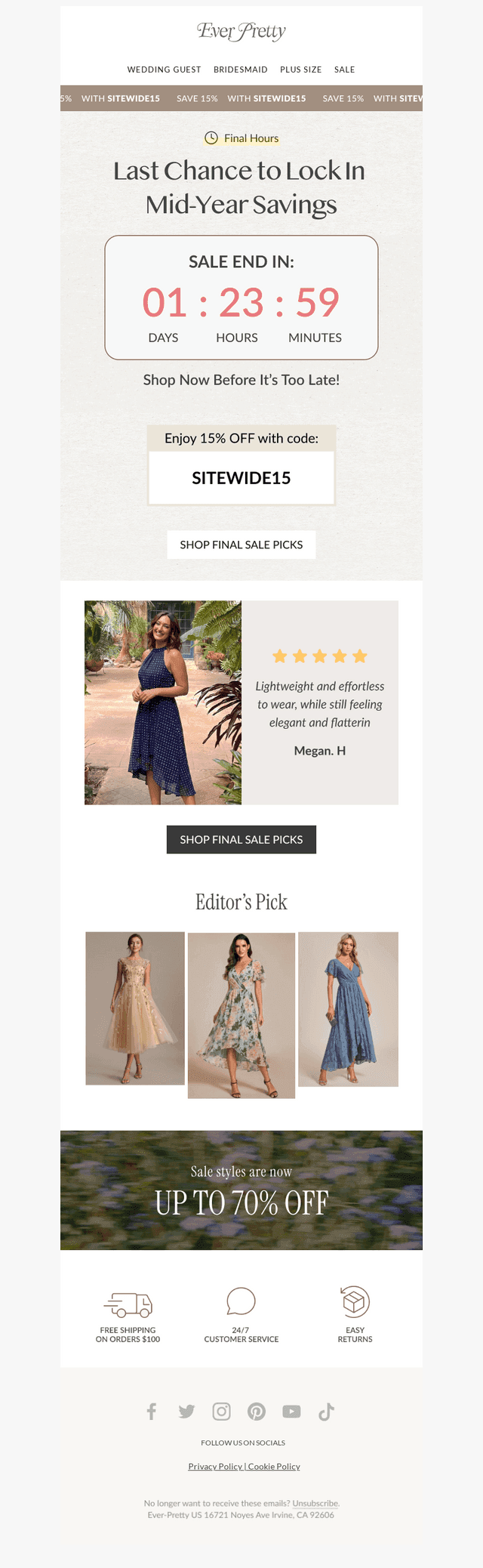Final Hours | 15% Off Dresses Ends Soon