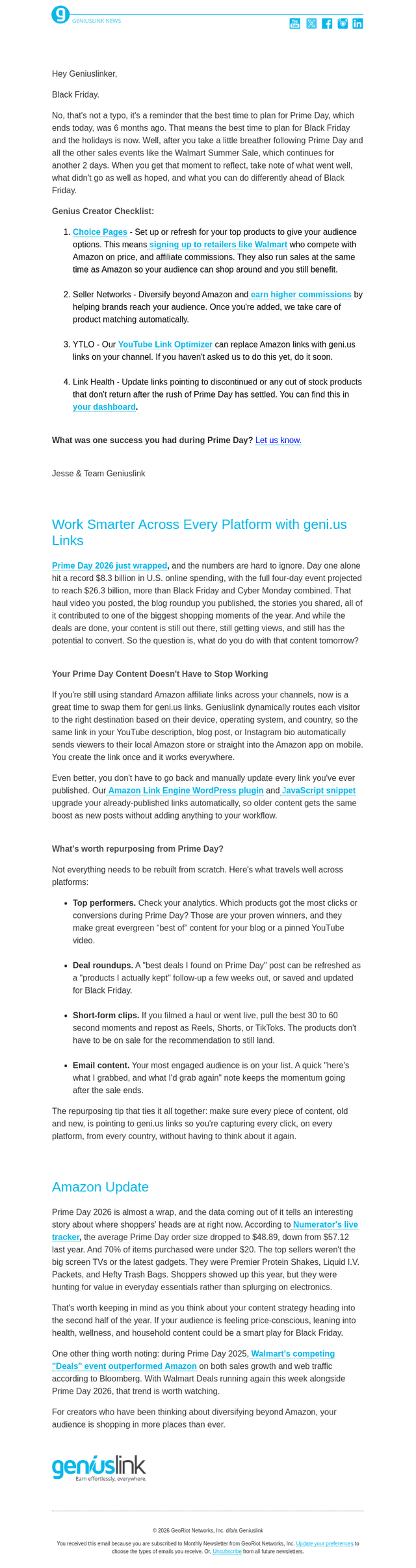 Geniuslink email from Fri, Jun 26, 2026