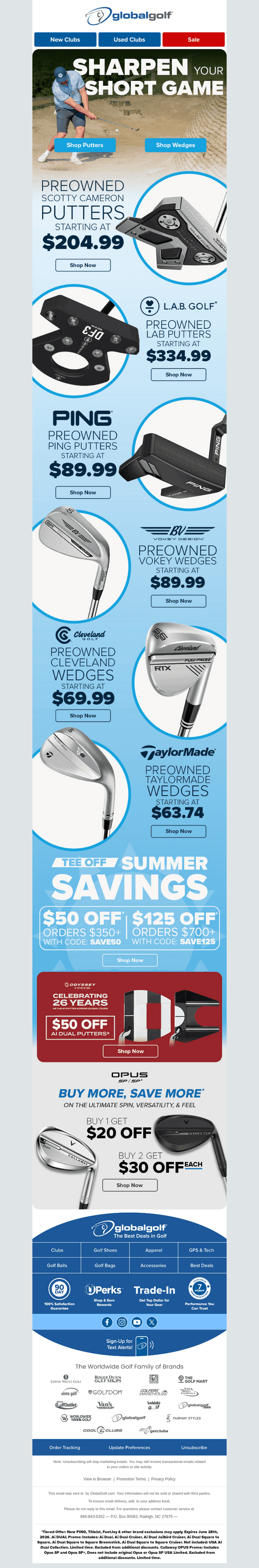 Save Big on Preowned Putters & Wedges
