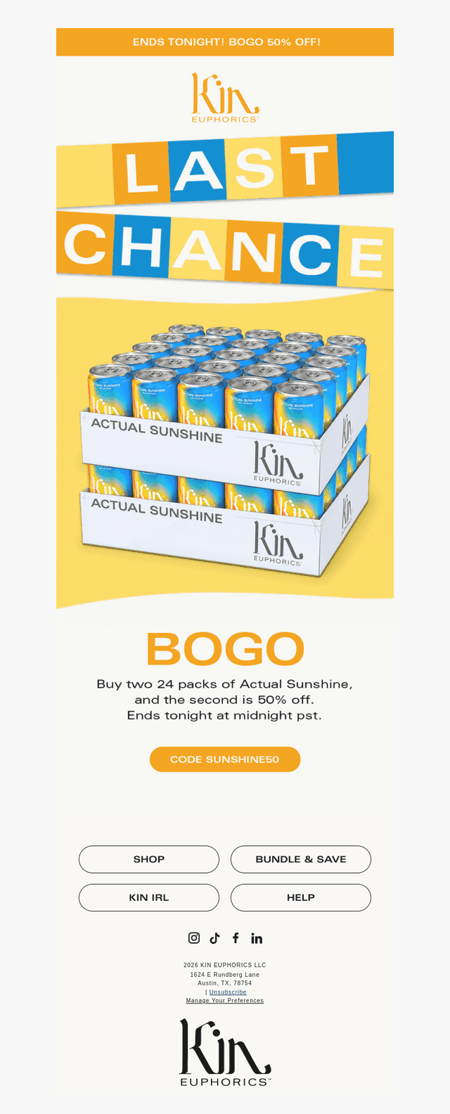 Last call for 50% off