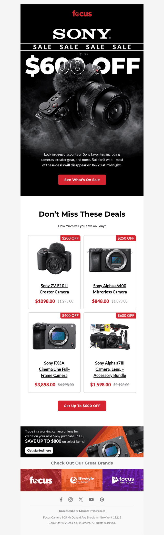 Almost over: up to $600 OFF Sony