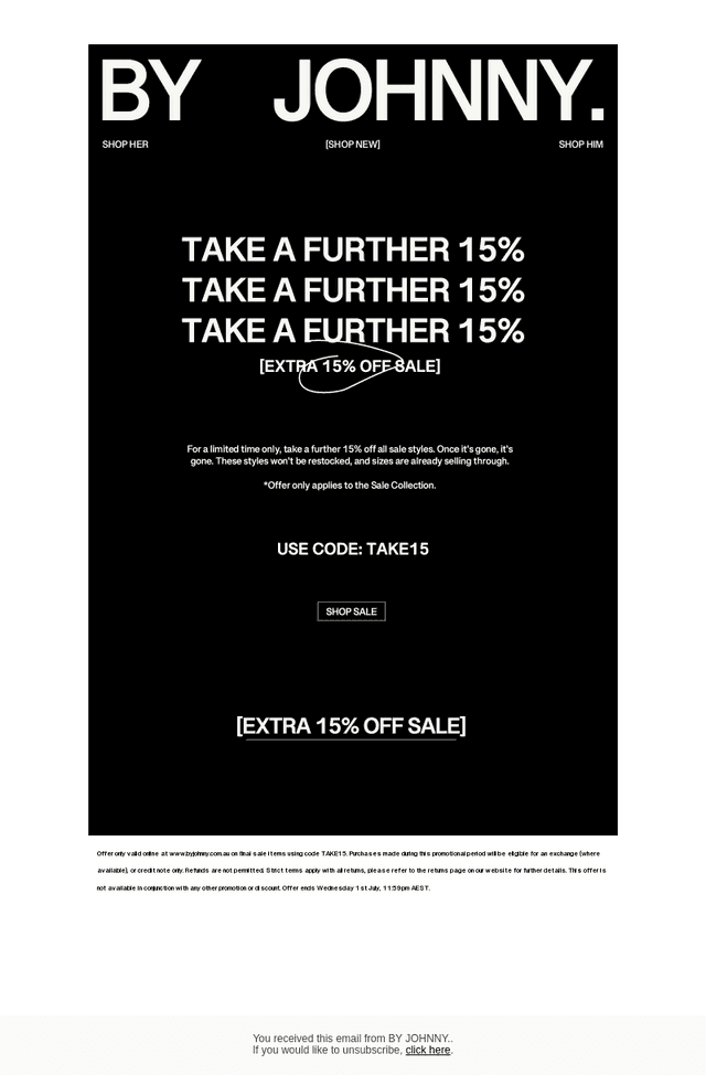 TAKE A FURTHER 15%.
