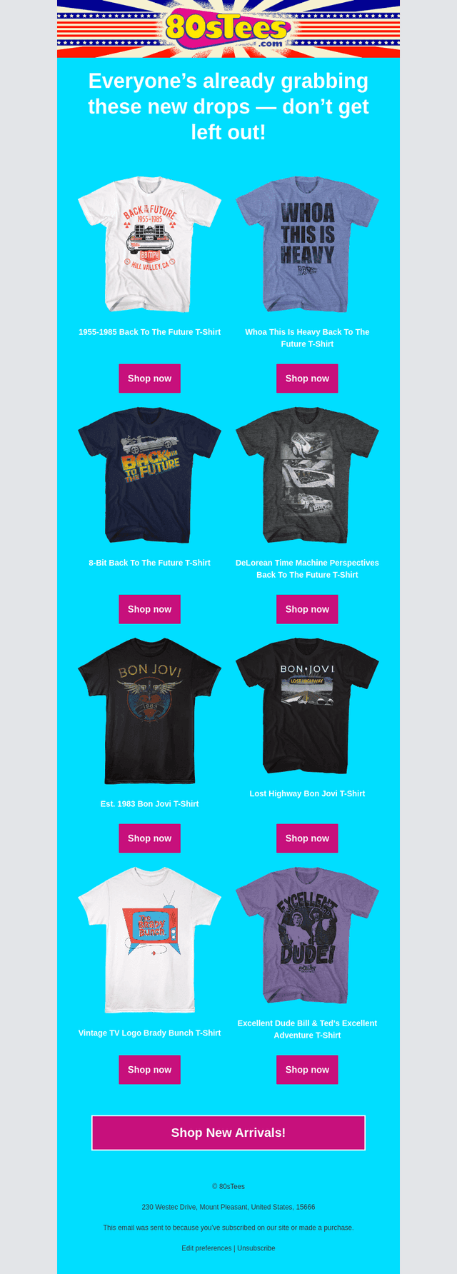 Warning: These new tees may cause sudden uncontrollable 80s flashbacks