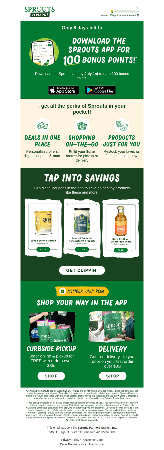 Sprouts Farmers Market email from Sun, Jun 28, 2026
