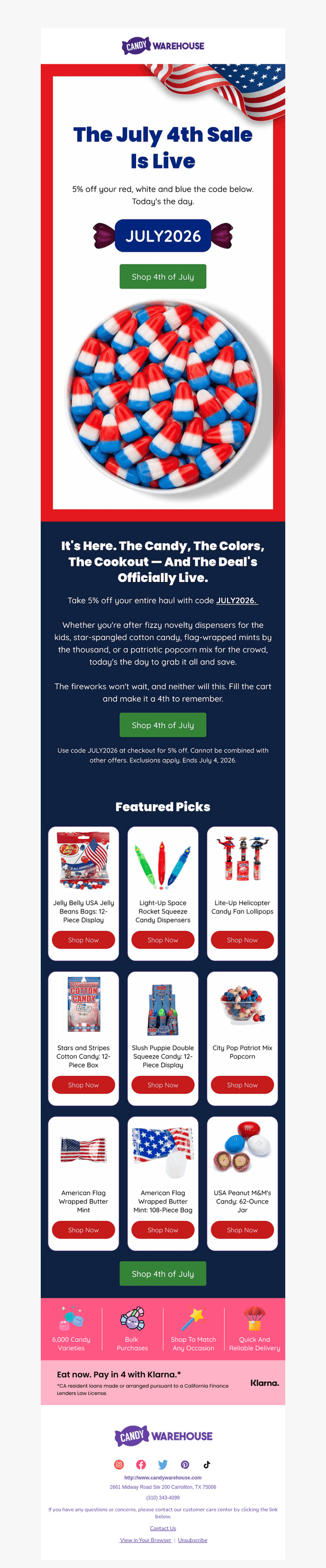 CandyWarehouse email from Mon, Jun 29, 2026
