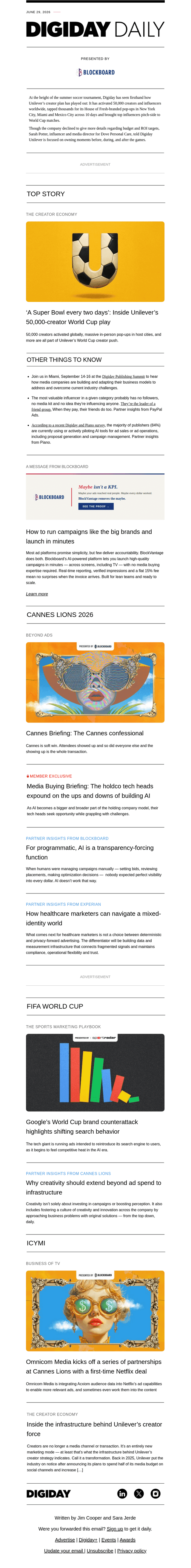 Digiday email from Mon, Jun 29, 2026