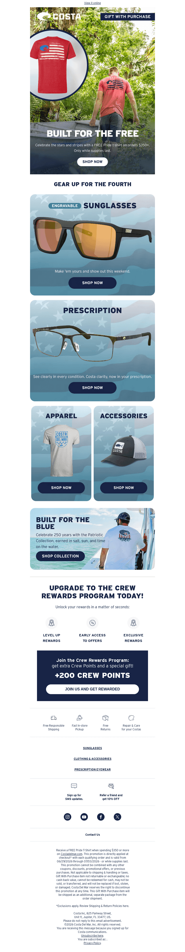 Costa Sunglasses email from Mon, Jun 29, 2026