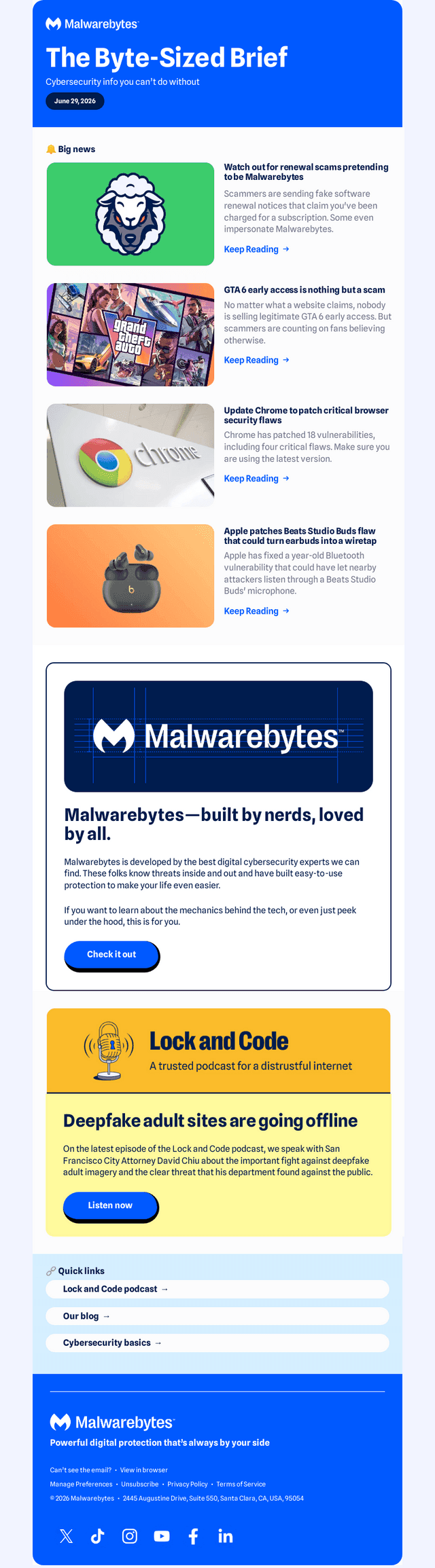 Malwarebytes email from Mon, Jun 29, 2026