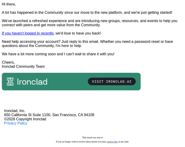 Need help accessing the Ironclad Community?