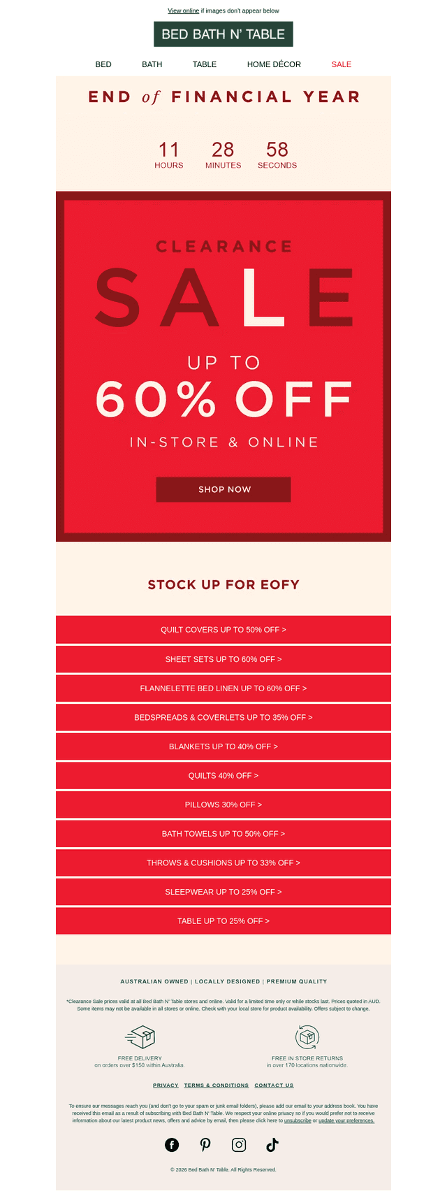 Bed Bath N' Table email from Tue, Jun 30, 2026