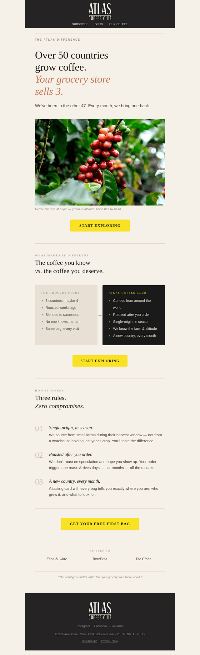 Atlas Coffee Club email from Tue, Jun 30, 2026