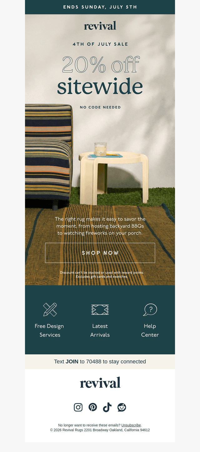 20% off all rugs