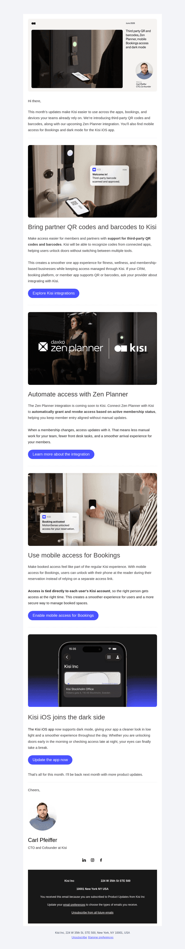 Kisi Security email from Tue, Jun 30, 2026