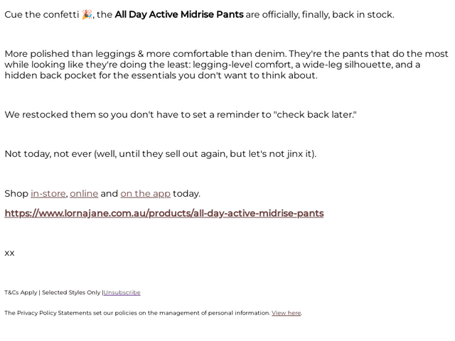 Lorna Jane email from Wed, Jul 1, 2026