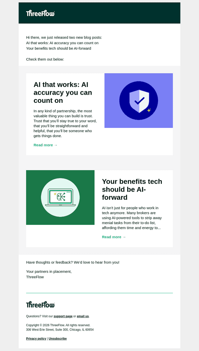 New ThreeFlow blogs: AI Accuracy and AI-forward Tech Benefits